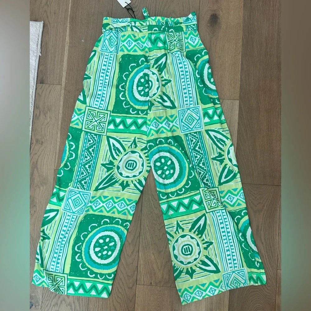 NWT Rachel Zoe Tropical Pants Small Green - Picture 2 of 8